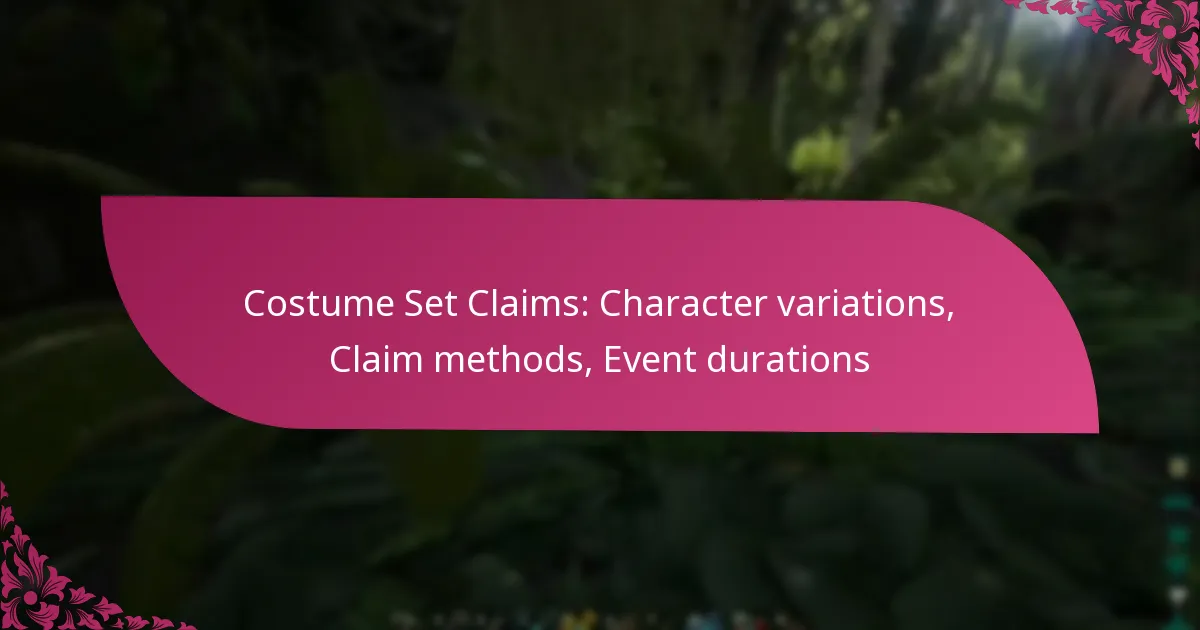 Costume Set Claims: Character variations, Claim methods, Event durations
