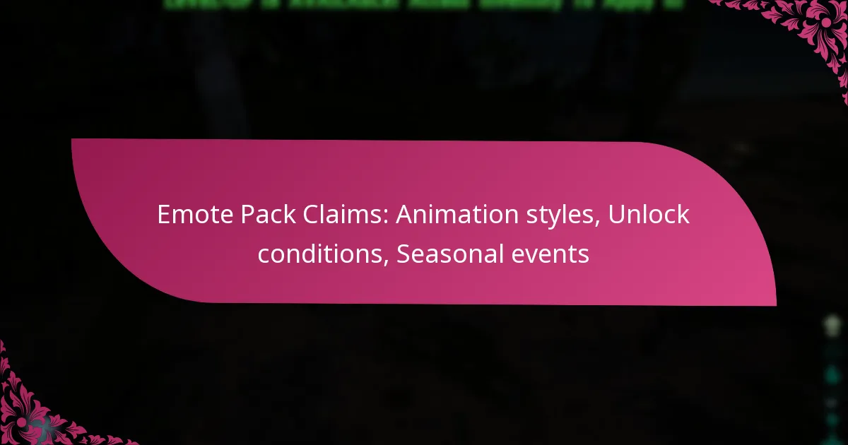 Emote Pack Claims: Animation styles, Unlock conditions, Seasonal events