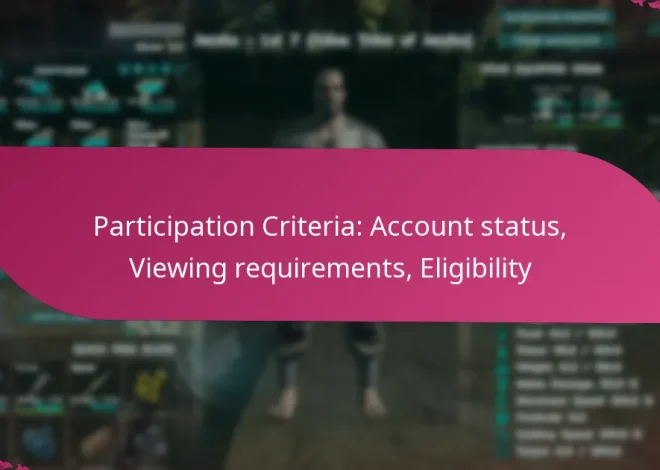 Participation Criteria: Account status, Viewing requirements, Eligibility