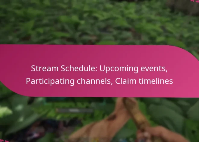 Stream Schedule: Upcoming events, Participating channels, Claim timelines