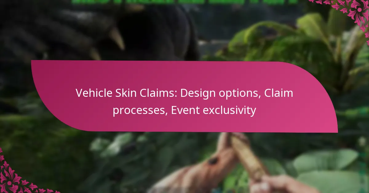 Vehicle Skin Claims: Design options, Claim processes, Event exclusivity