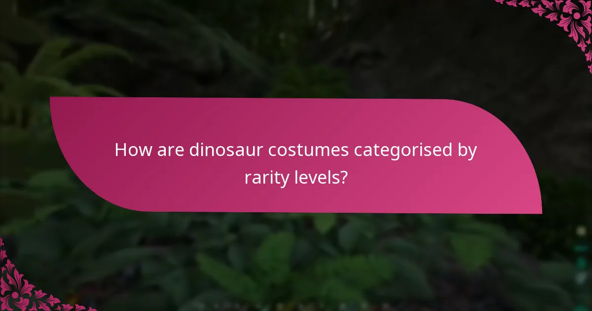 How are dinosaur costumes categorised by rarity levels?