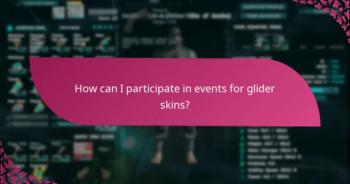 How can I participate in events for glider skins?